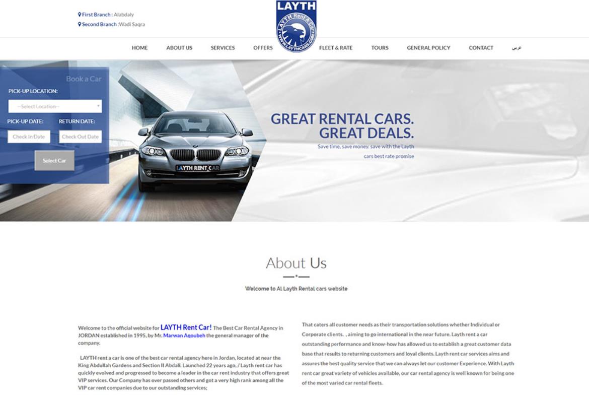 Layth Rent a Car Website : a web design project by Kensoftware